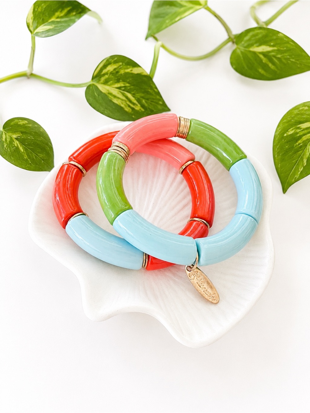 Plunder Colorful Stretch Tube Bracelet Set | Bright Statement Bracelets | NWT